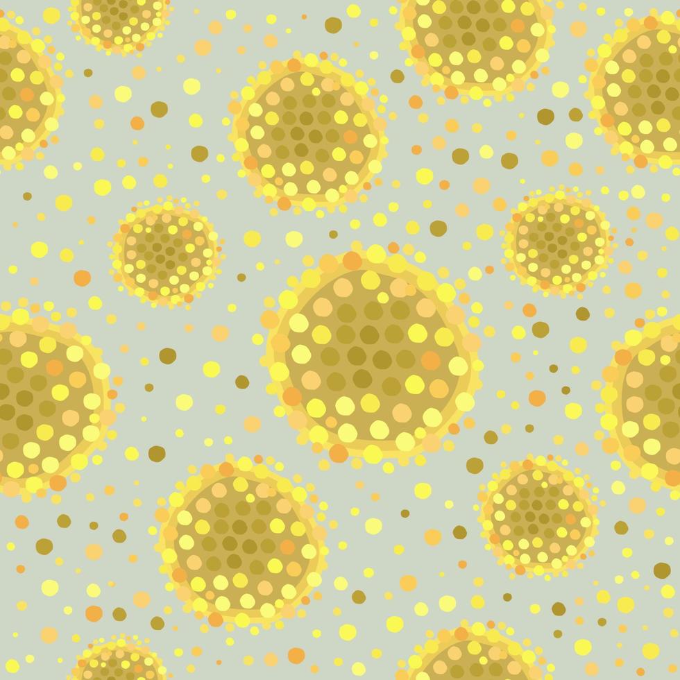 Vector seamless abstract pattern. Yellow circles on light green background.
