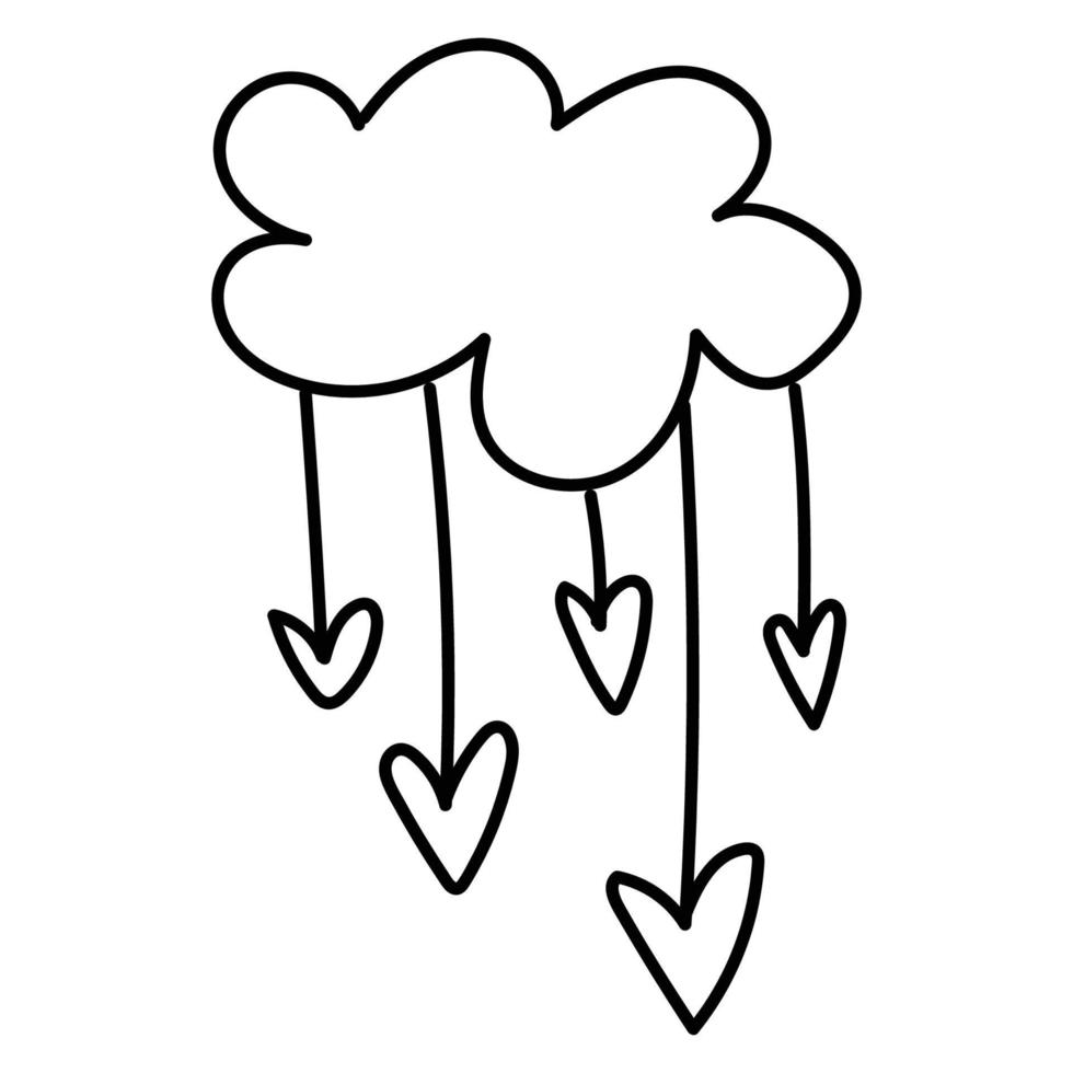 Heart-shaped black stripes hang as a flagpole on a white background. vector