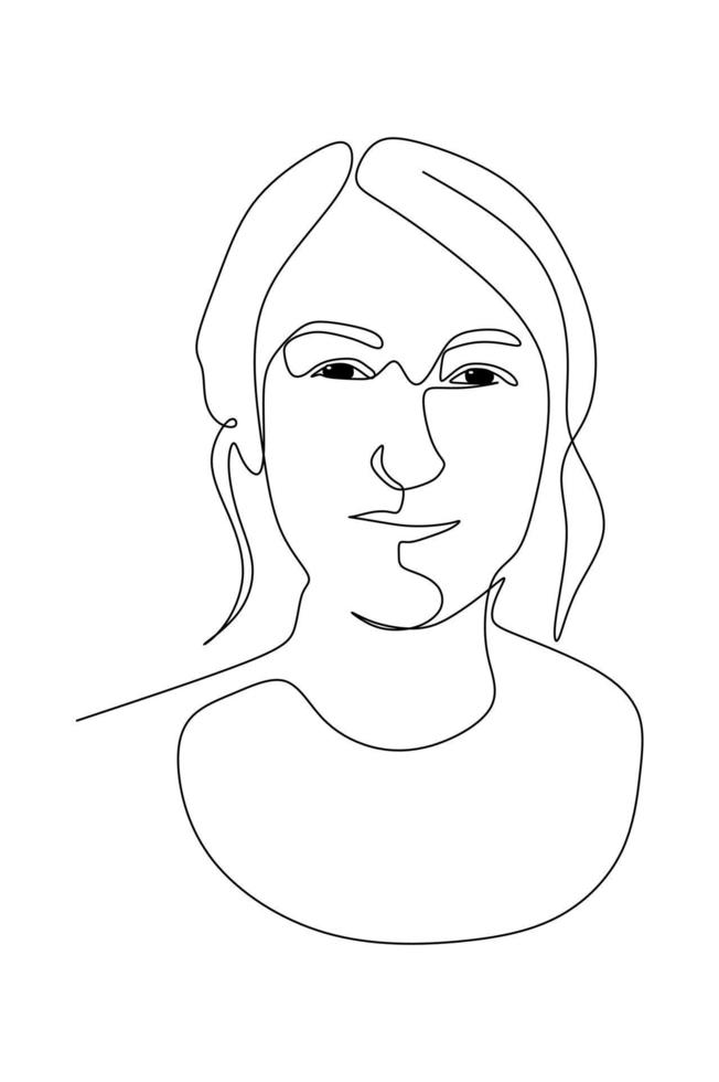 Single line drawing of a woman. Hand drawn style design line art. People in portrait vector