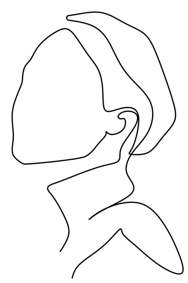 Single line drawing of a woman. Hand drawn style design line art. People in portrait vector