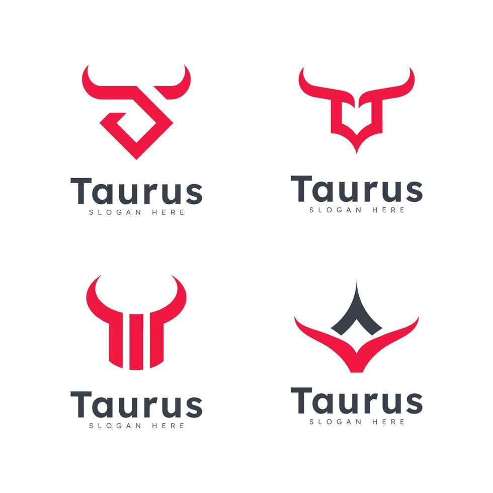 Bull head logo. Abstract bull head with horns icon. vector