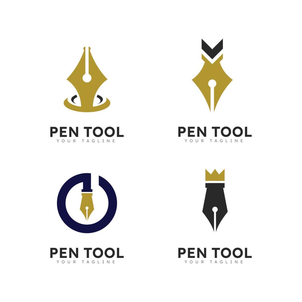 Pen logo tool gradient colorful style vector