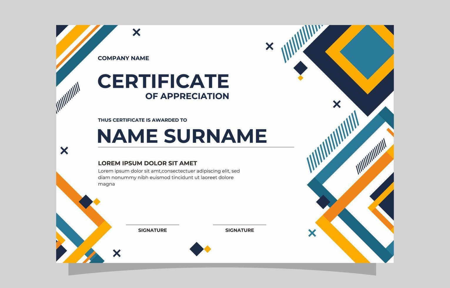 Geometric Flat Colorful Certificate Template vector