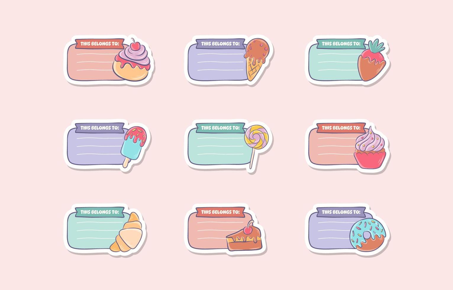 Belongs Sticker Label With Hand Drawn Food Element vector