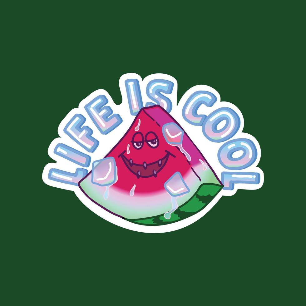 Life is cool sticker, watermelon vector design