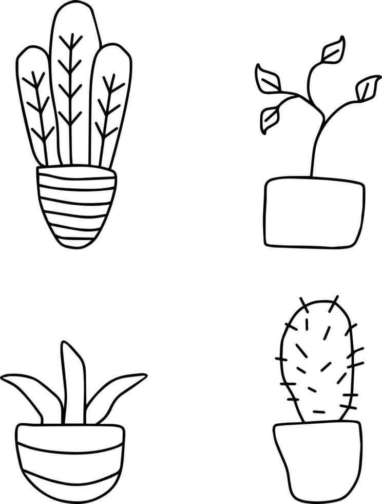 Flowers in pots, vector. vector