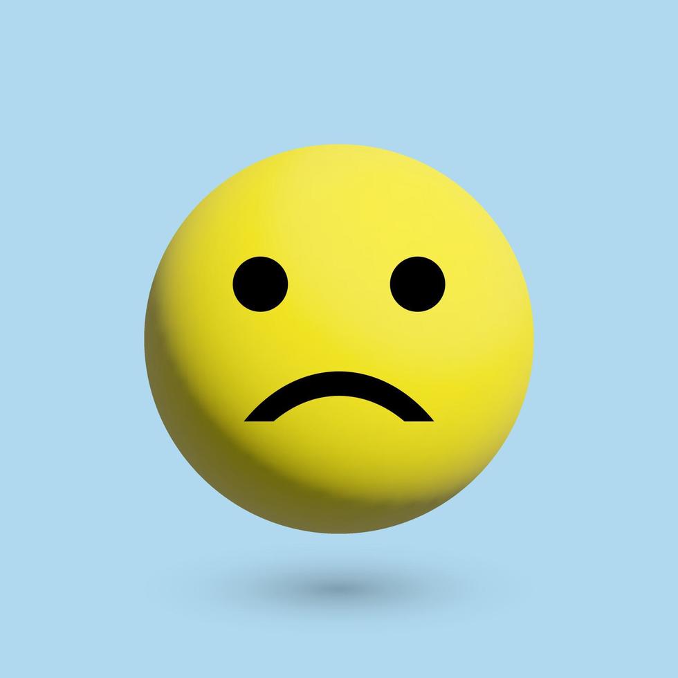 3D sad emoticon, vector. vector