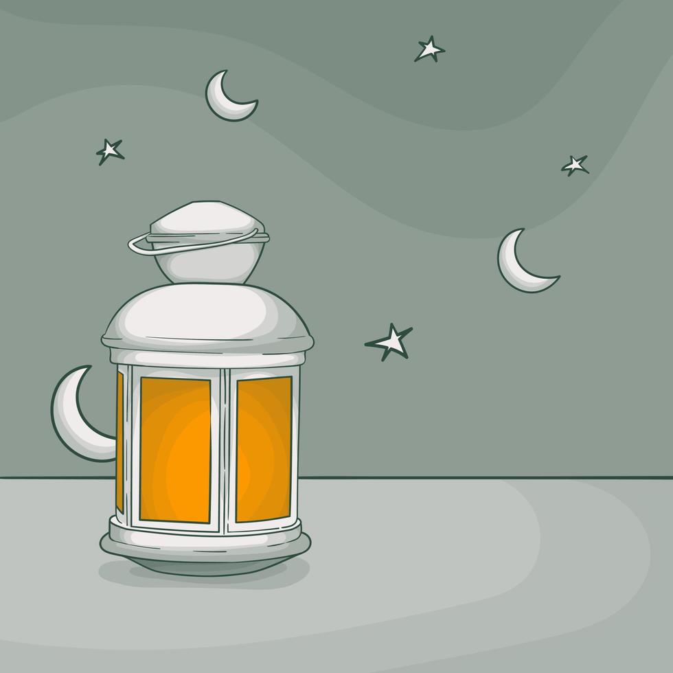 Ramadan kareem or islamic template with Lantern design with moon and stars in cartoon design vector