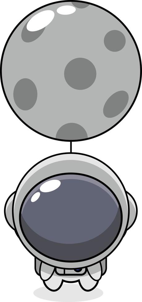 cartoon illustration of astronaut planet balloon mascot character vector