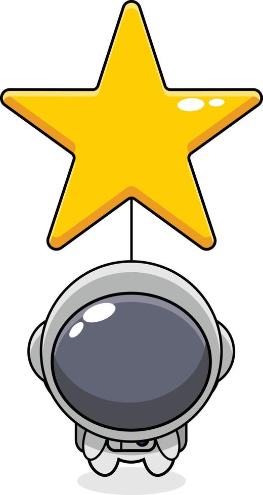 caricatura, ilustración, de, astronauta, estrella, globo, mascota, carácter vector