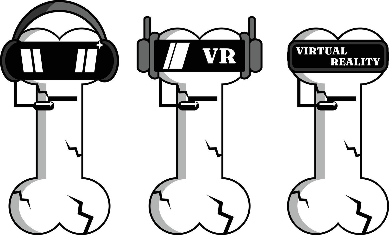 ilustración vectorial de gráficos de diseño de mascota de dibujos animados de hueso vr vector