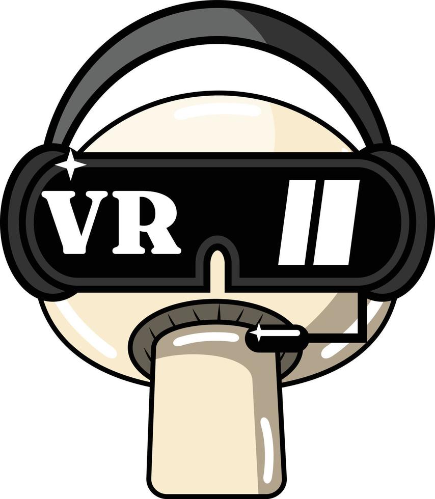 VR mushroom mascot cartoon character graphic design illustration vector