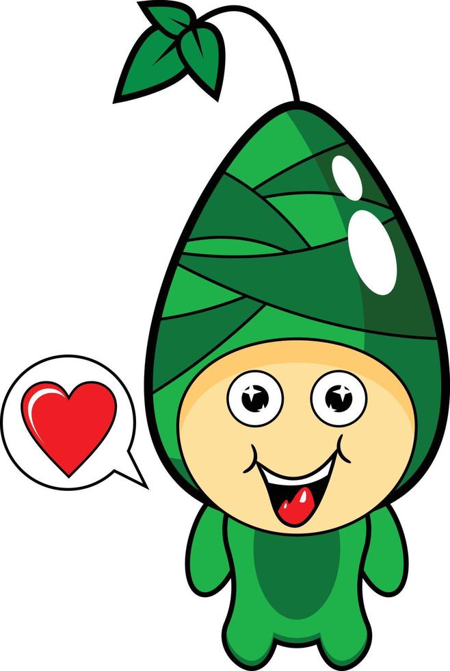 cartoon character vector illustration bamboo shoot mascot with love