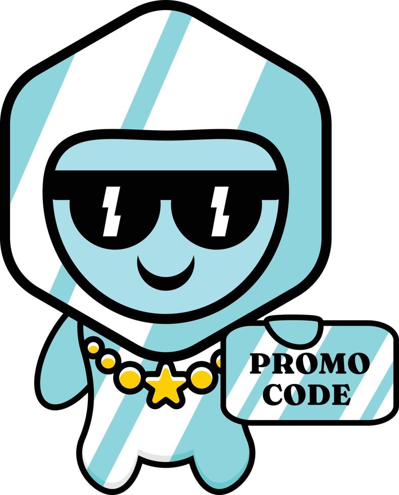 código de promoción de mascota de cubo de hielo genial, perfecto para publicidad o promoción vector