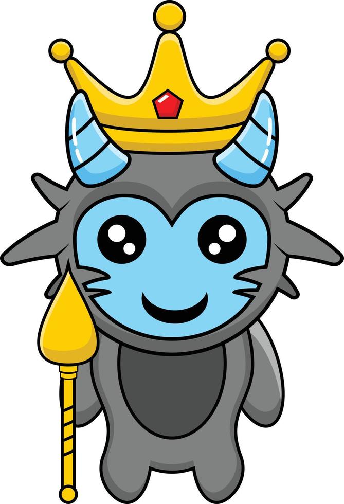 yeti king cute monster character cartoon illustration vector