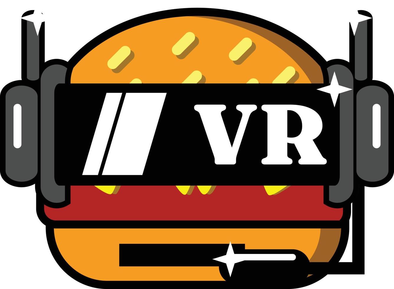 esta ilustración de diseño gráfico de dibujos animados de mascota de hamburguesa vr, muy adecuada para ser utilizada como camiseta para niños vector