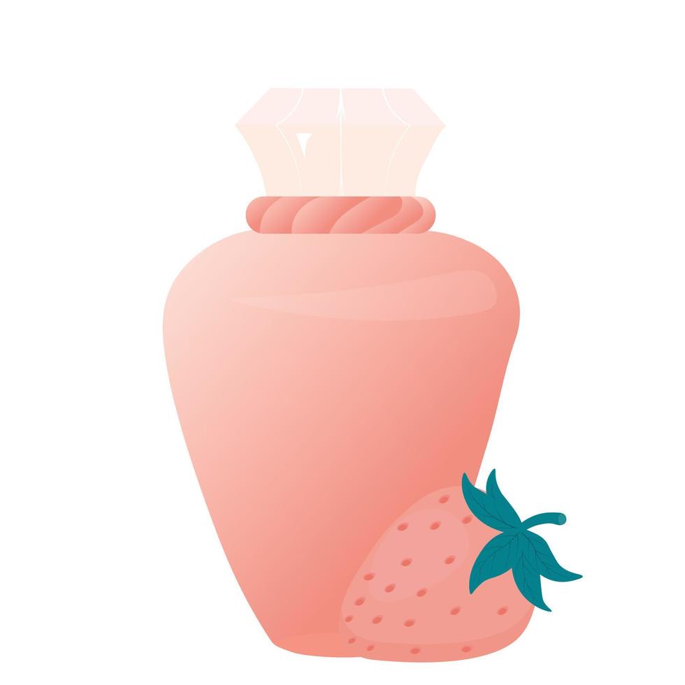 una poción de amor. perfume de fresa. esencia de fresa silvestre. ilustración de stock vectorial para el día de San Valentín. Aislado en un fondo blanco. vector