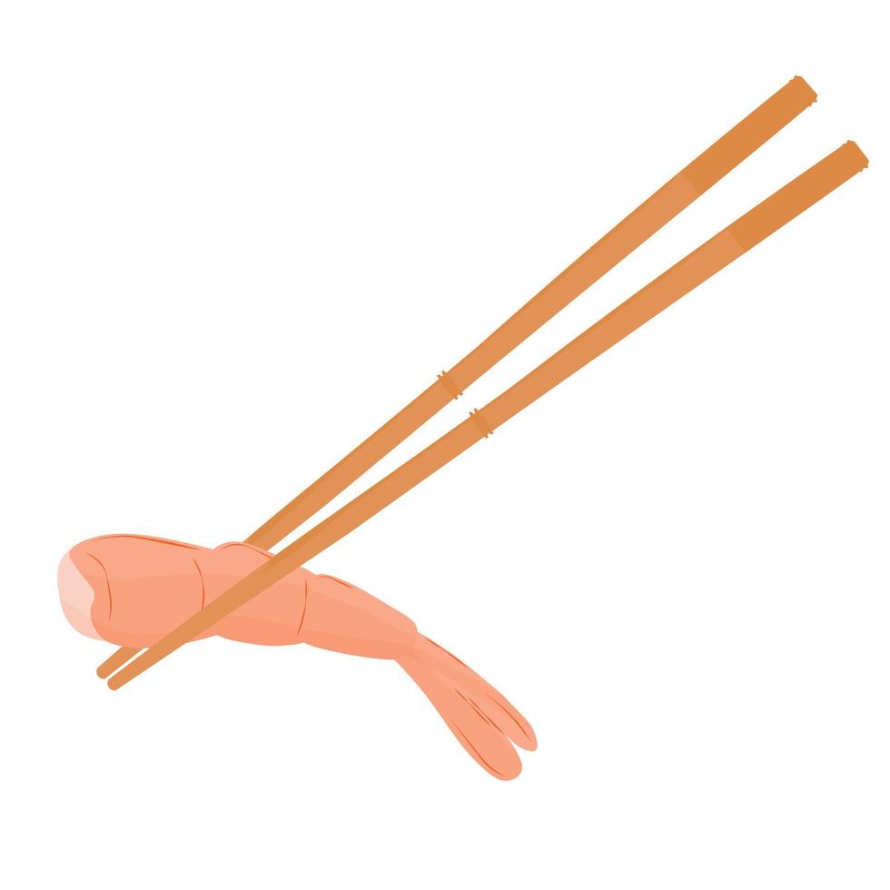 Fried shrimp. Korean appetizer, Asian food. Vector stock illustration. Isolated on a white background.