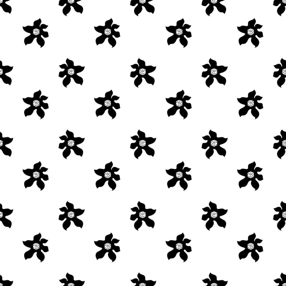 Tattoo blot with a dice in the style of the 90s, 2000s. Black and white seamless pattern illustration. vector