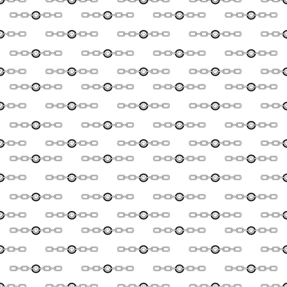 Tattoo chain with face pattern in the style of the 90s, 2000s. Black and white seamless pattern illustration. vector