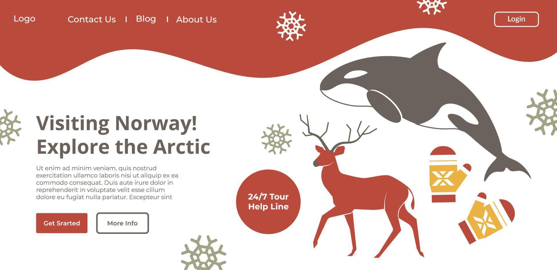 Visit Norway, explore Artic, website for travel vector