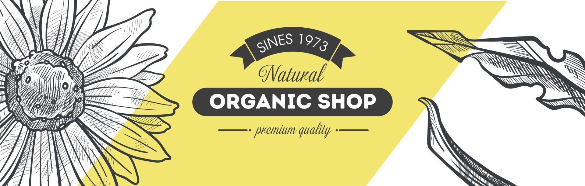 Organic shop with premium quality natural products vector