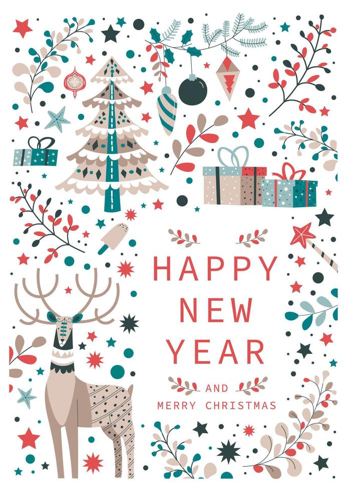 Happy new year christmas greetings and celebration vector