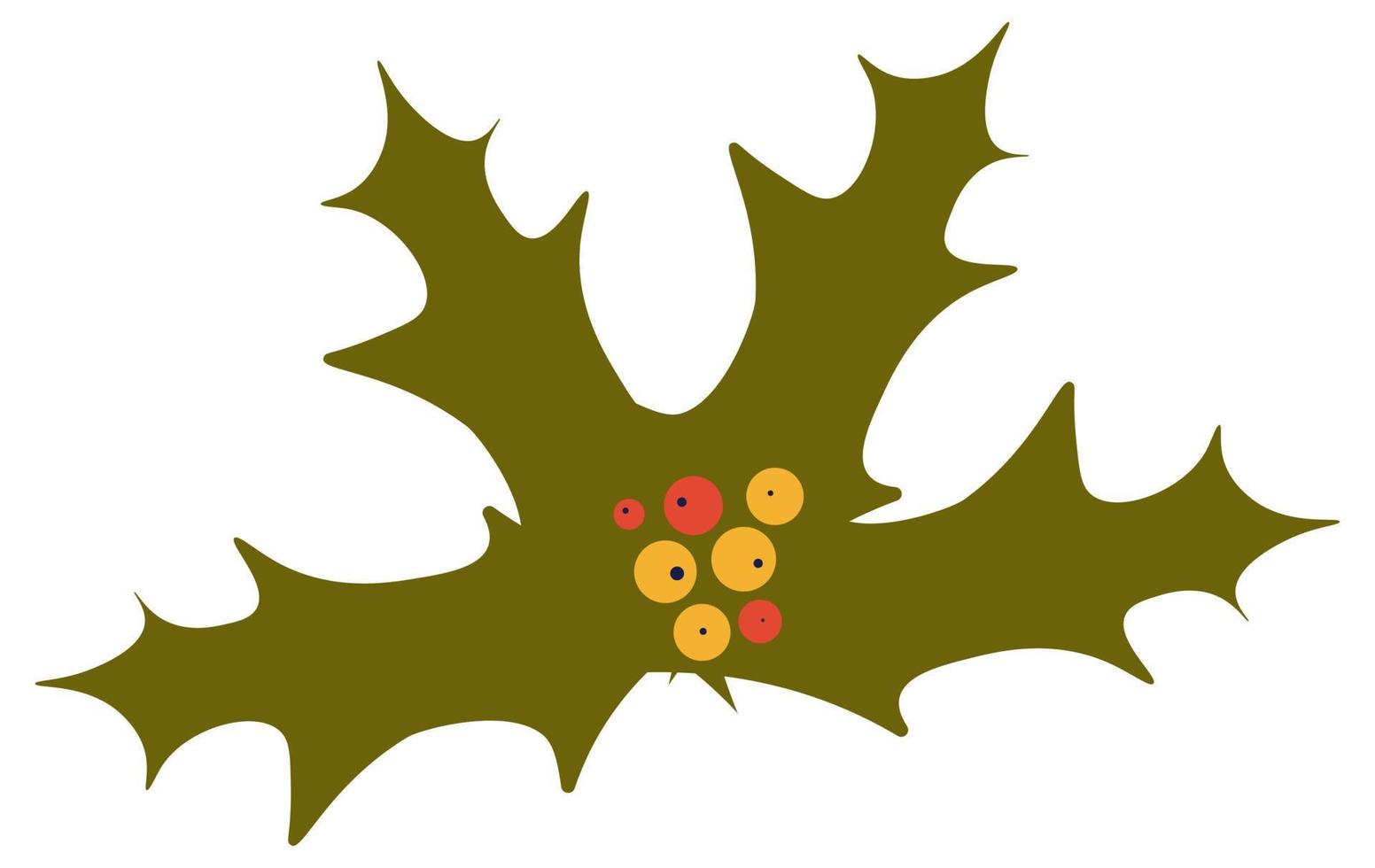 planta de muérdago con bayas, símbolo de hoja de Navidad vector