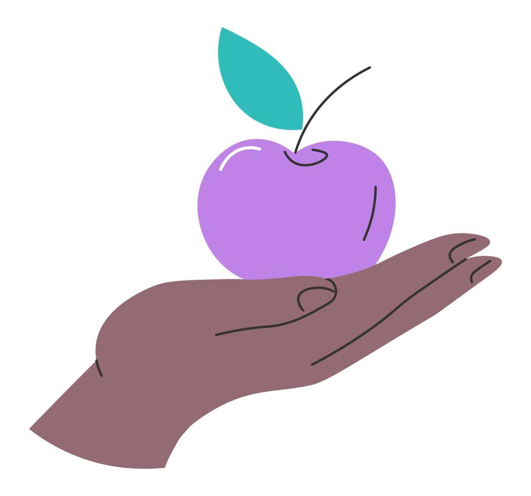 Hand holding apple, healthy lifestyle and eating vector