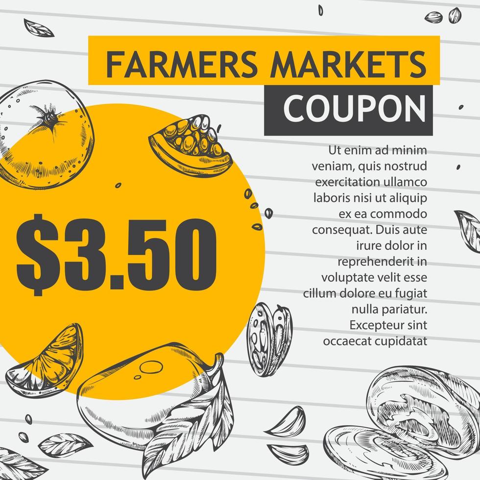 Farmer markets coupons with reduction, cheap price vector