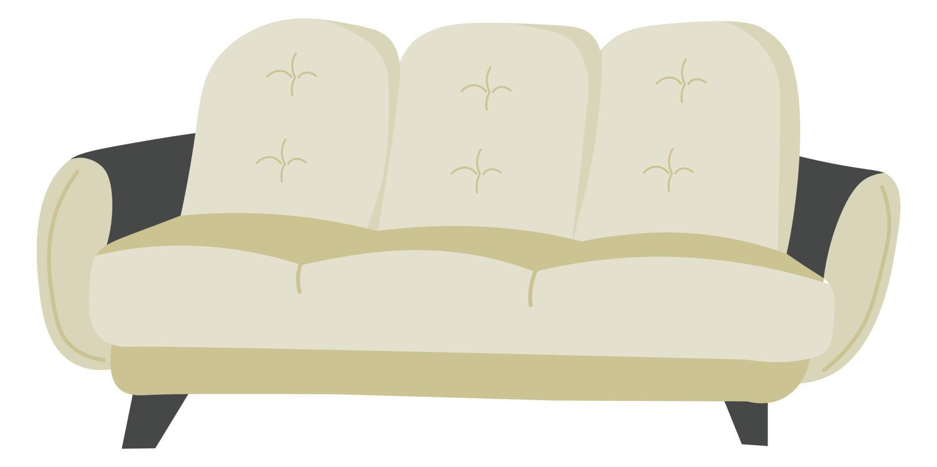 Soft fabric sofa, minimalist furniture design vector