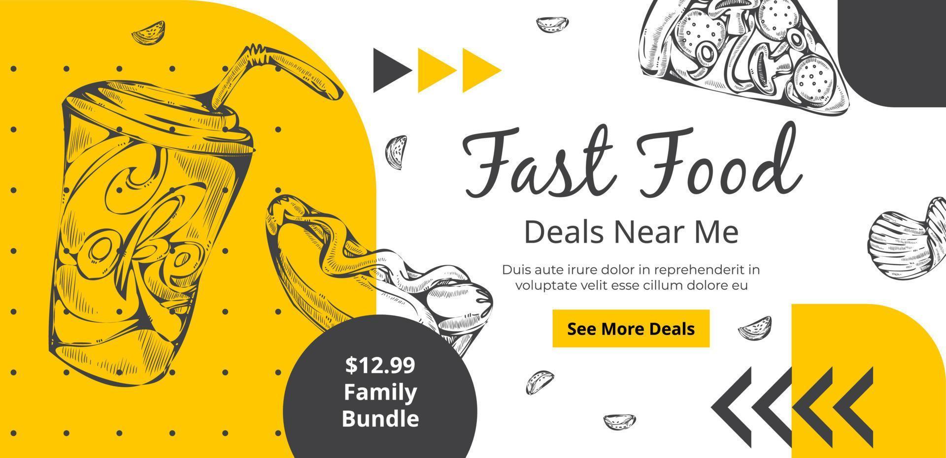 Fast food offer from cafe or bistro shop vector