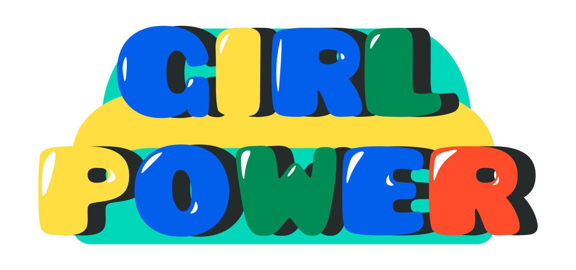 girl power, pegatina con vector de fuentes coloridas
