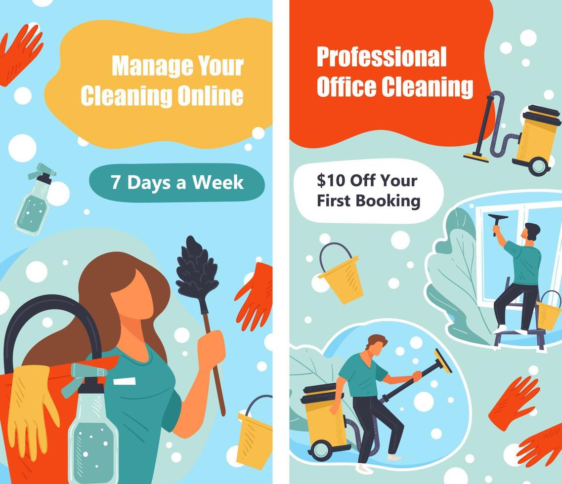 Manage your cleaning online, professional service vector