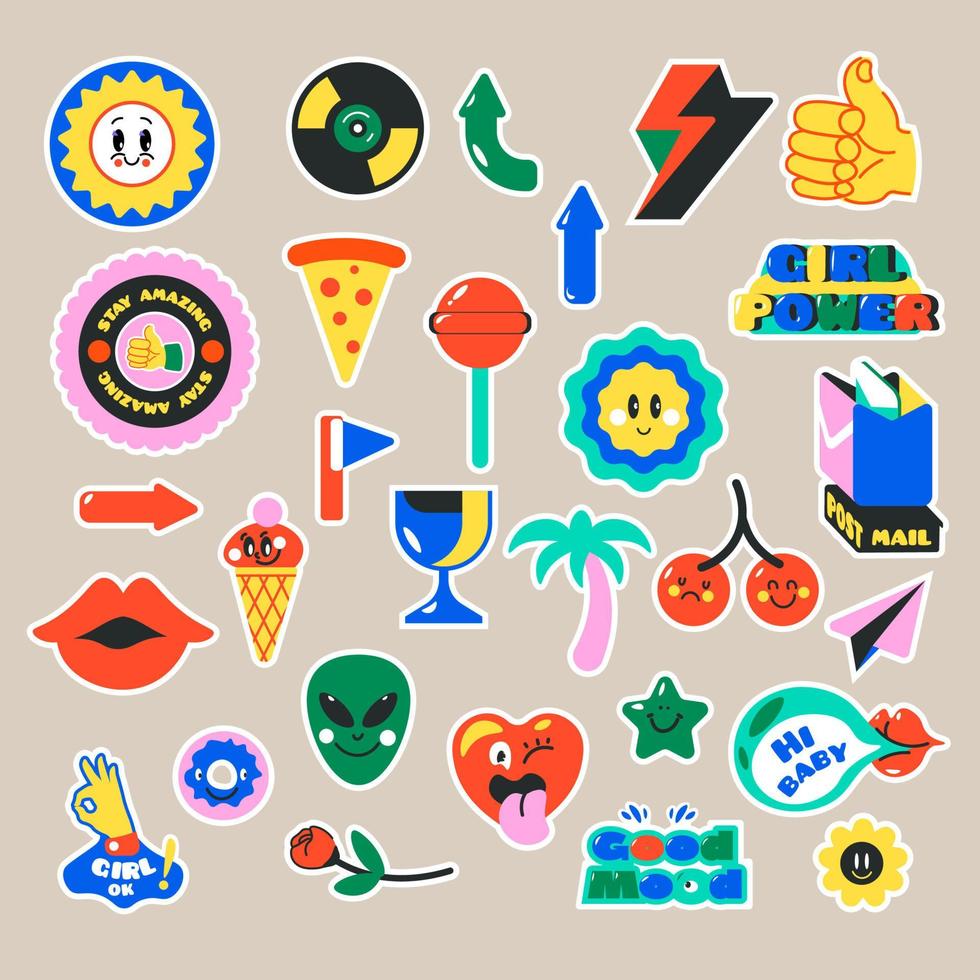 Stickers and icons for social media and chatting vector