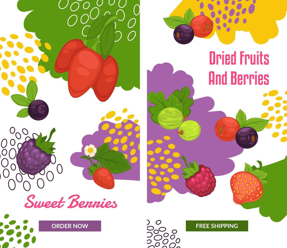 Order fresh fruits and berries, online shop store vector