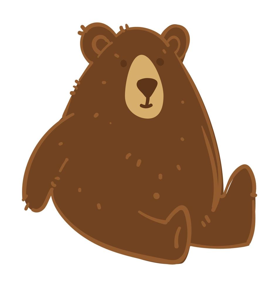 Bear animal toy, soft and fluffy plaything vector