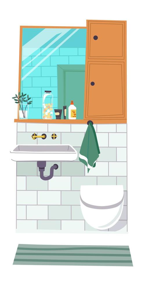 Simple bathroom design, sink and toilet vector