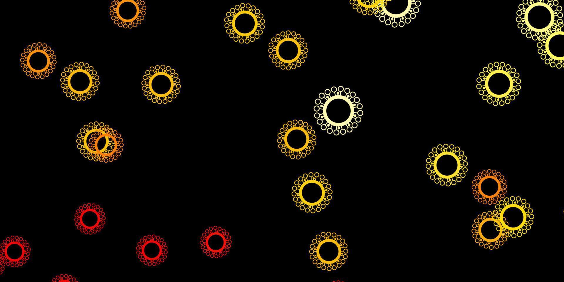 Dark orange vector texture with disease symbols.