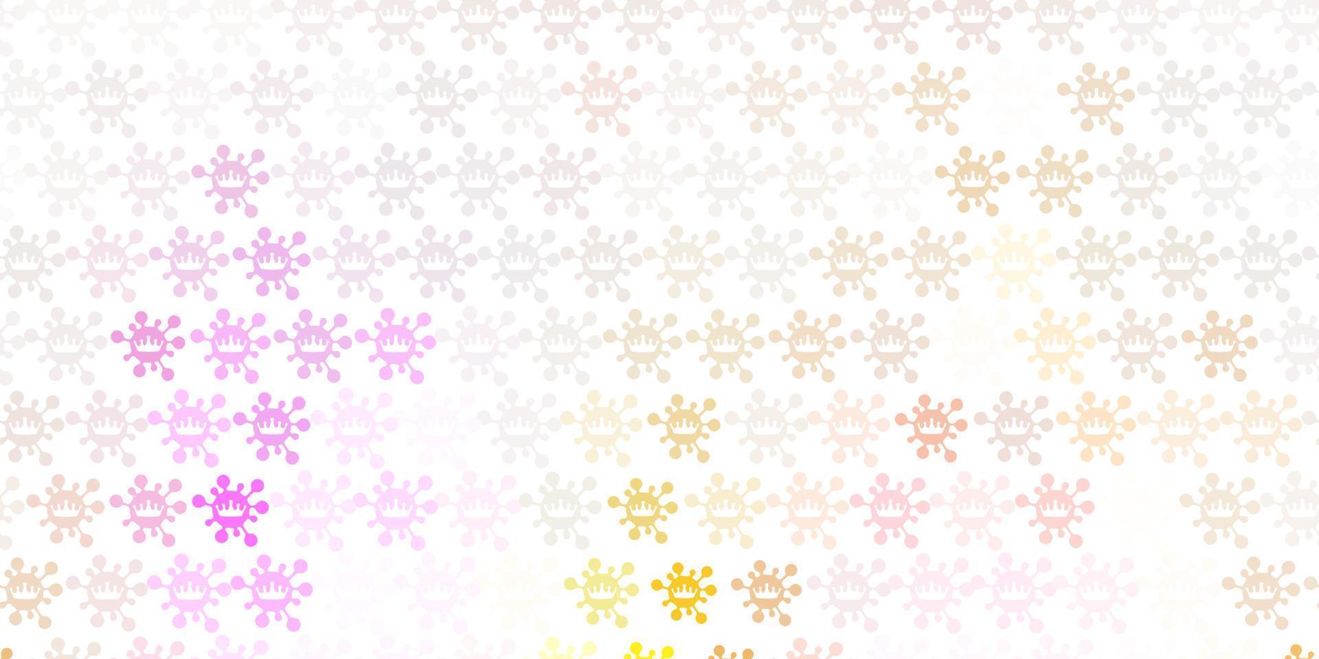 Light Pink, Yellow vector pattern with coronavirus elements.