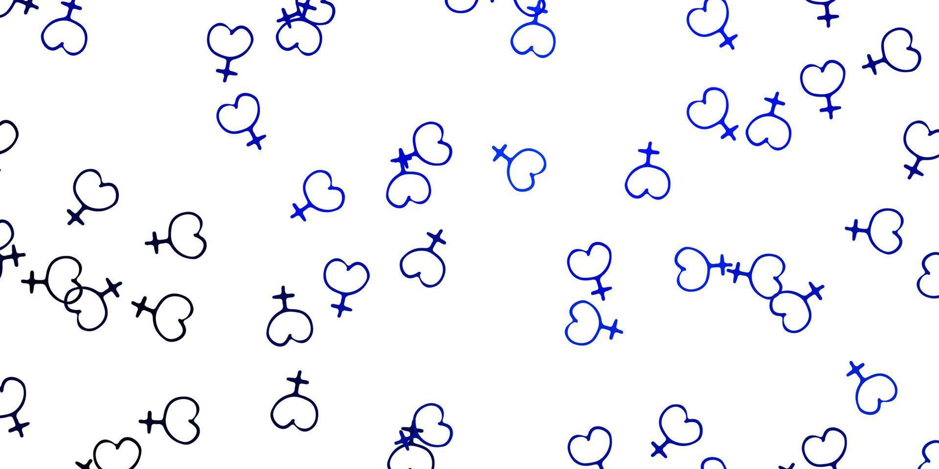 Fondo de vector azul claro con símbolos de mujer.