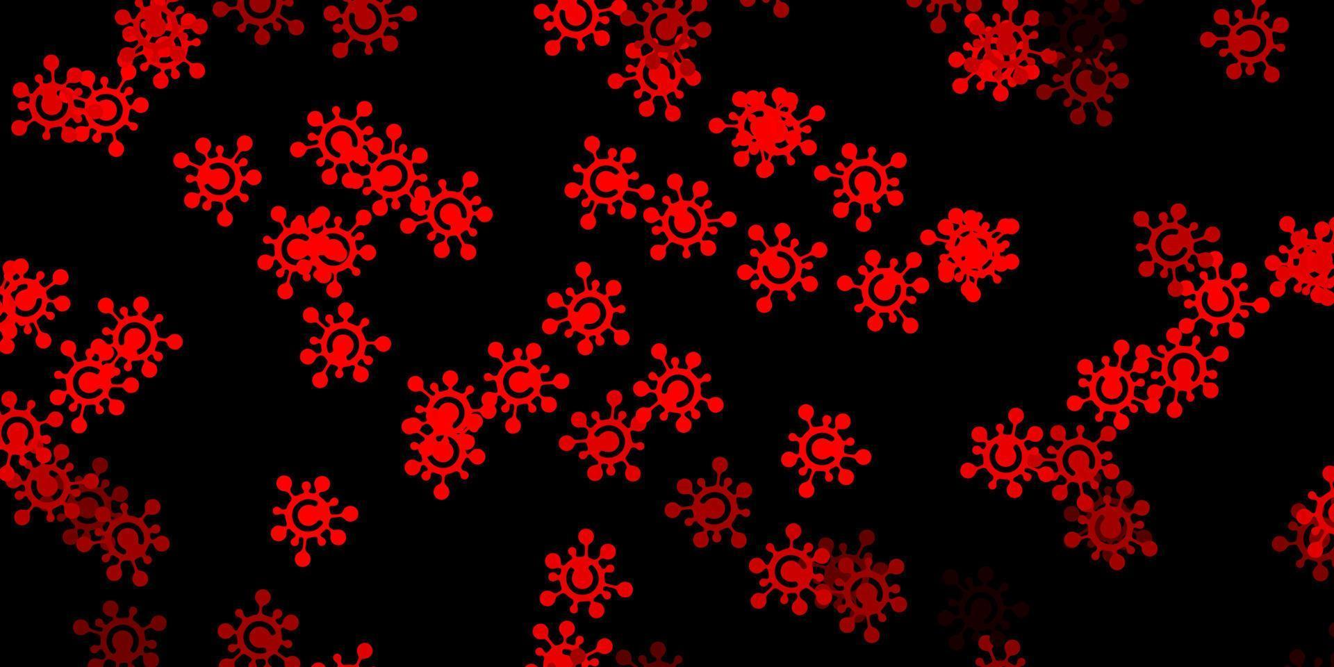 Dark orange vector pattern with coronavirus elements.