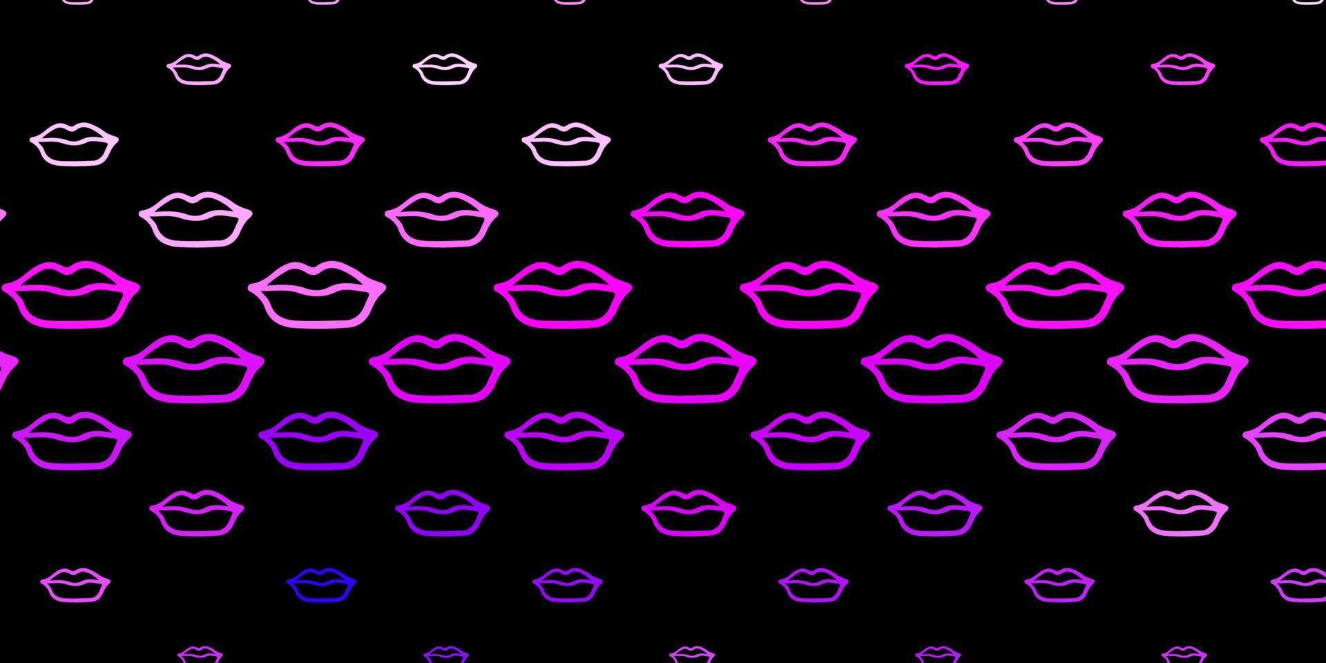 patrón de vector de color púrpura oscuro con elementos de feminismo.