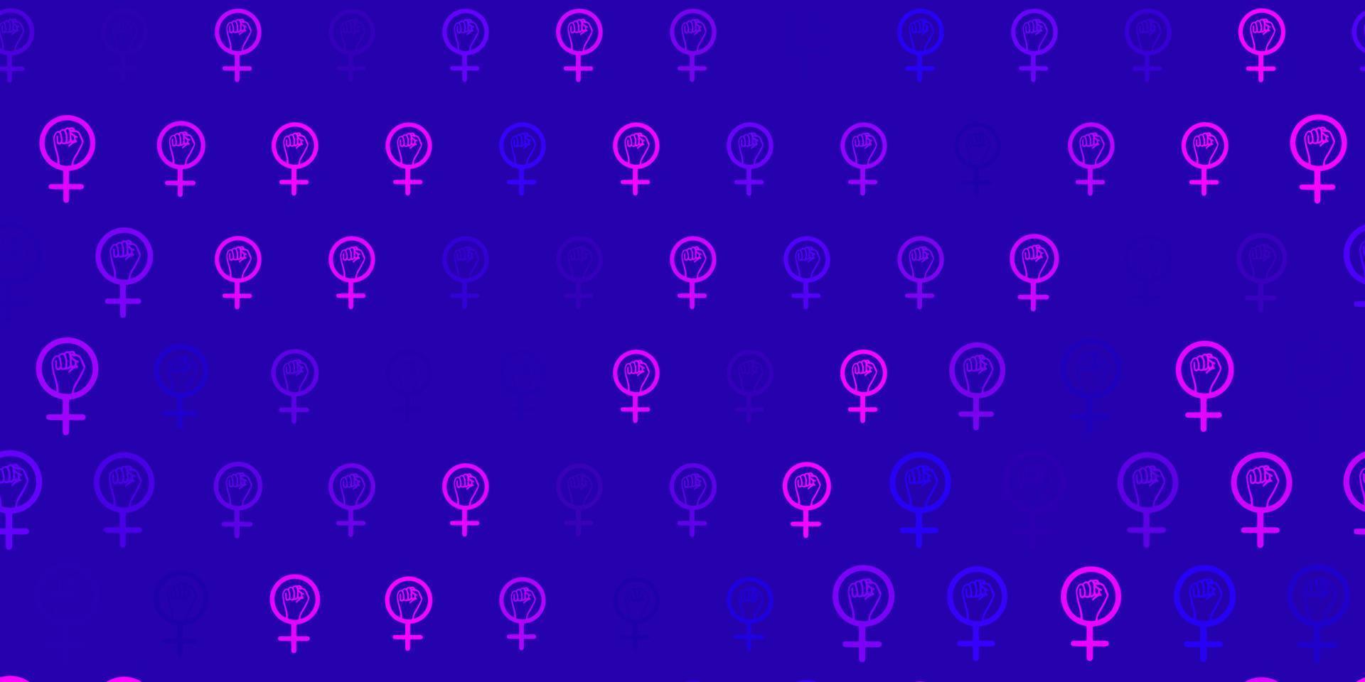 Light Purple vector backdrop with women power symbols.