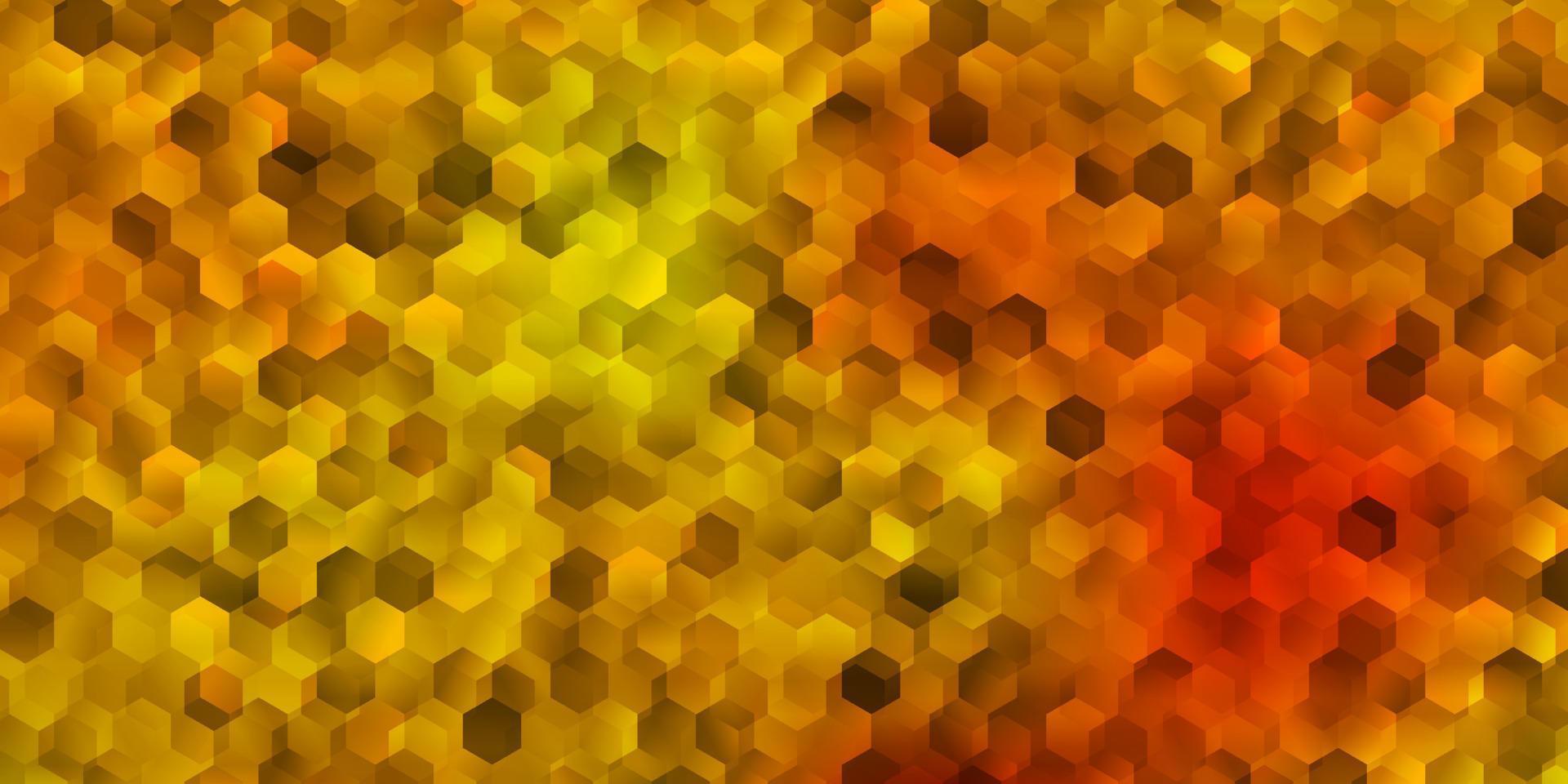 textura de vector amarillo oscuro con hexágonos de colores.