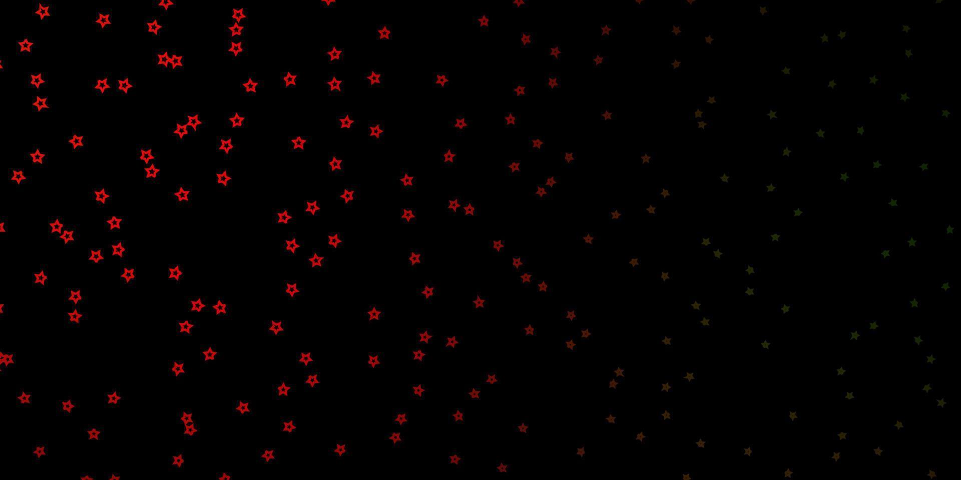 plantilla de vector verde oscuro, rojo con estrellas de neón.