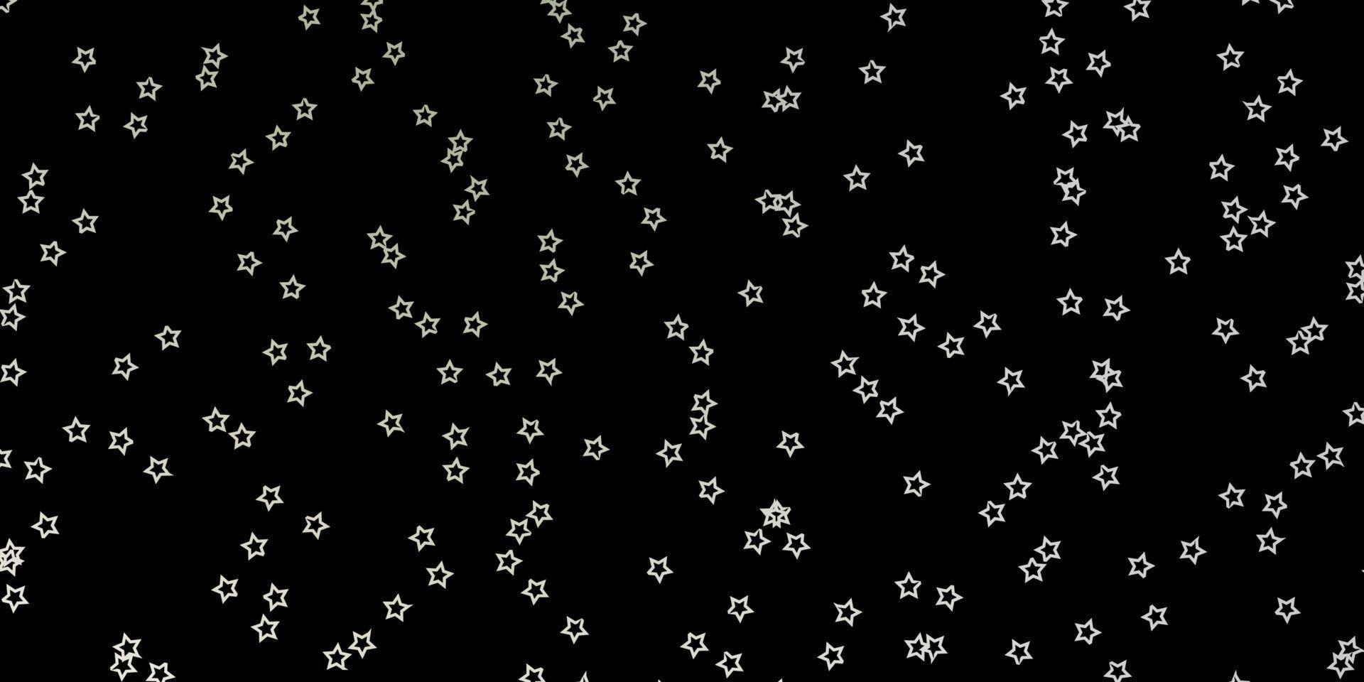 Fondo de vector gris oscuro con estrellas pequeñas y grandes.