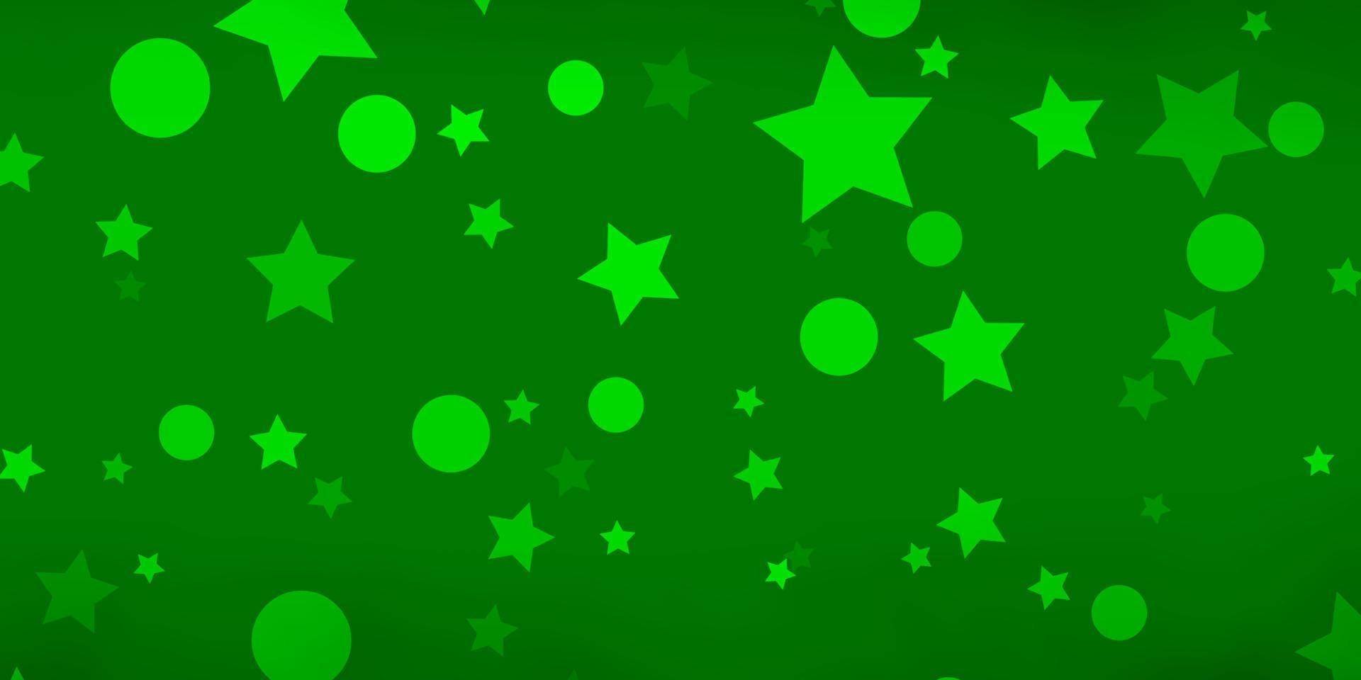 Light Green vector background with circles, stars.