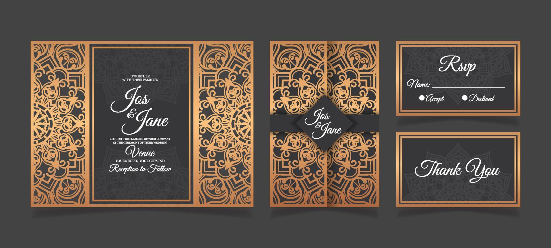 Laser Cut Wedding Invitation Template vector
