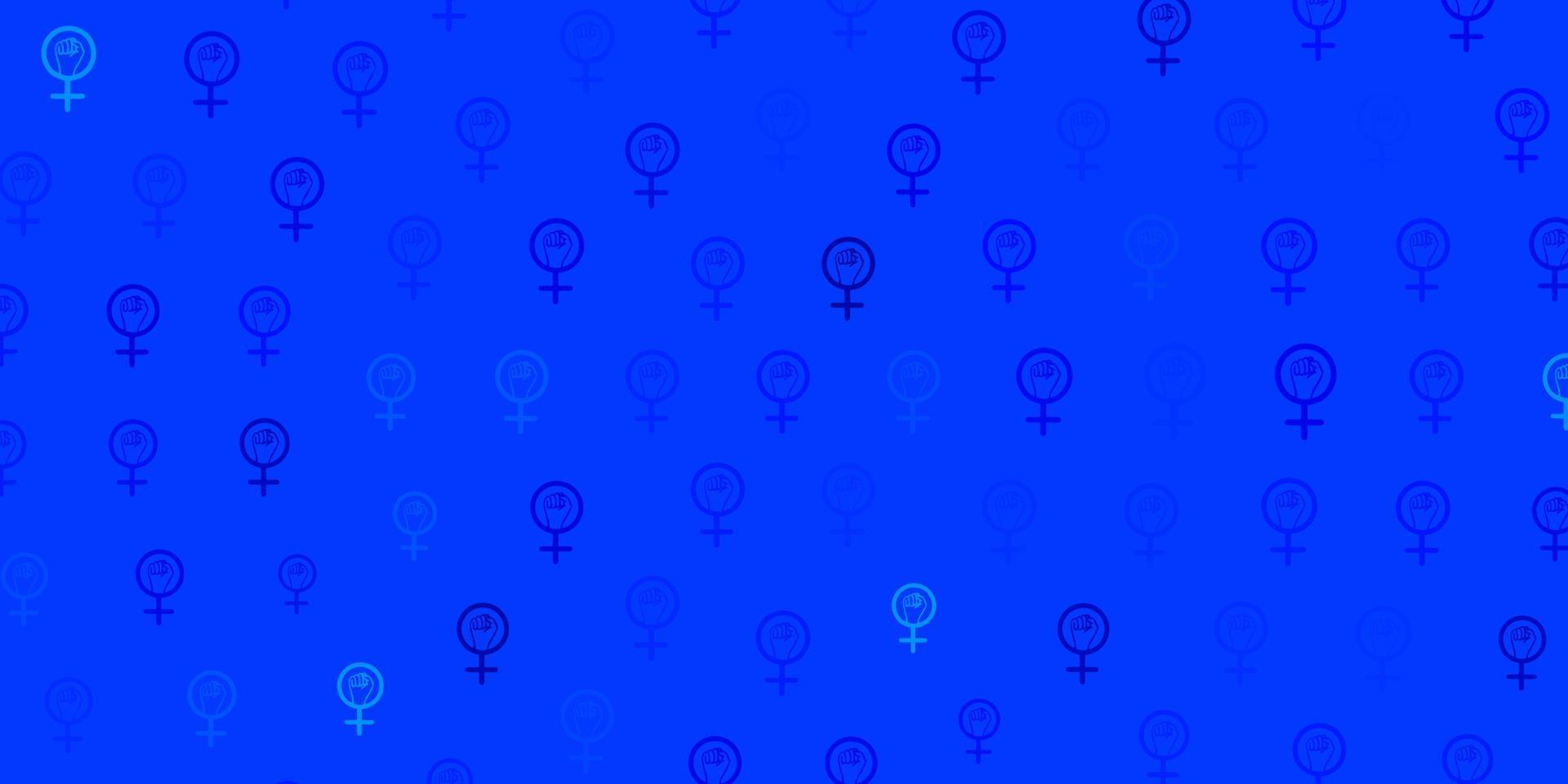 Light BLUE vector pattern with feminism elements.